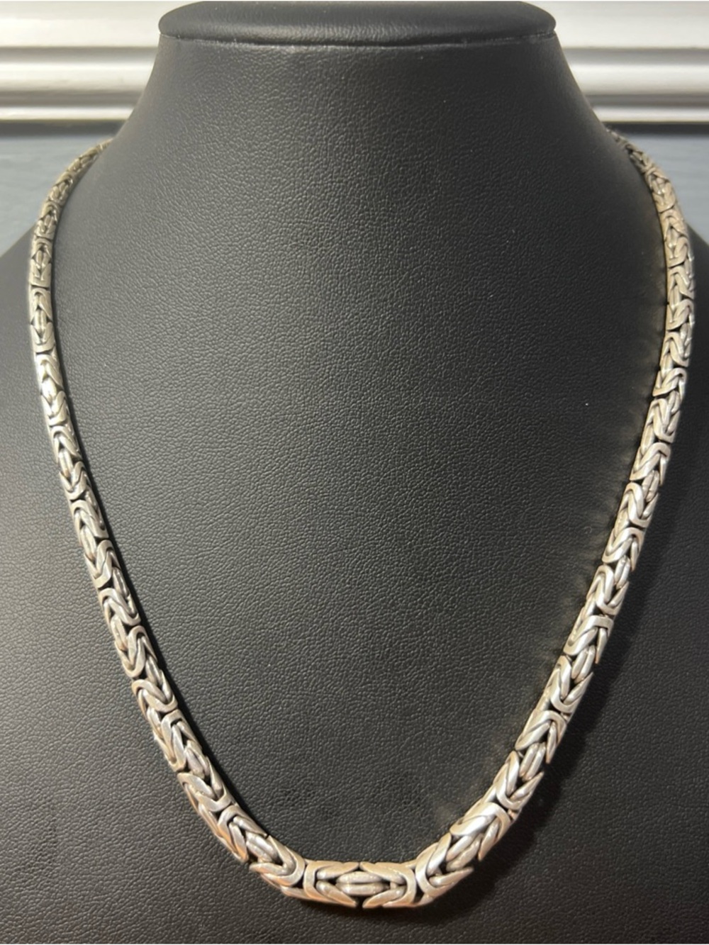 .925 BA Sterling Silver 18” Graduated Byzantine Link Chain Necklace 56.6g